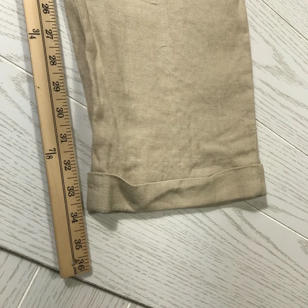 Brooks Brothers 100% Irish Linen Pants 36x30 Men Beige Lightweight Chino Pleated